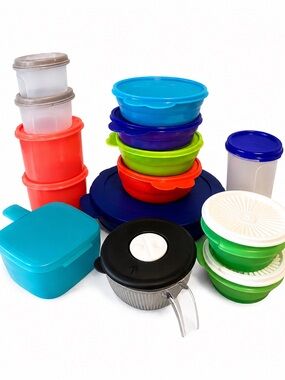 Tupperware Bright Blue, Green, Purple, Red & Aqua Mix Food Storage Containers